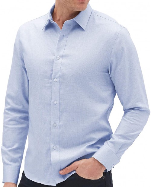 Banana Republic Men's Slim-Fit Untucked Non-Iron Shirt Basic Blue at Men’s Clothing store