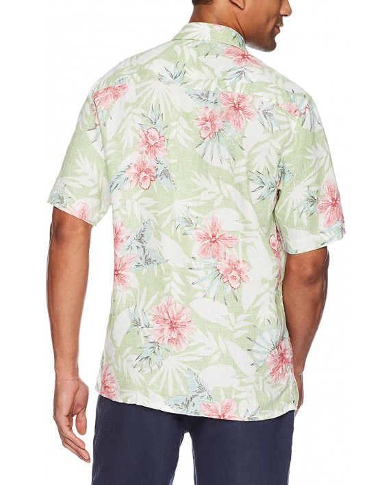 Brand - 28 Palms Men's Relaxed-Fit 100% Linen Reverse Print Shirt