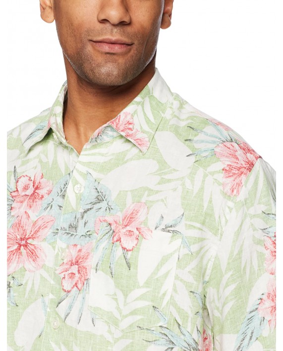 Brand - 28 Palms Men's Relaxed-Fit 100% Linen Reverse Print Shirt