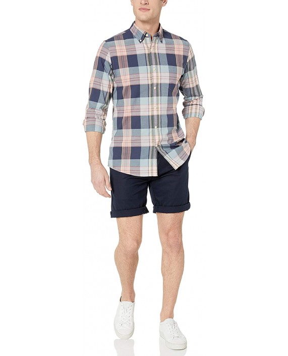 Brand - Goodthreads Men's Slim-Fit Long-Sleeve Lightweight Madras Plaid Shirt