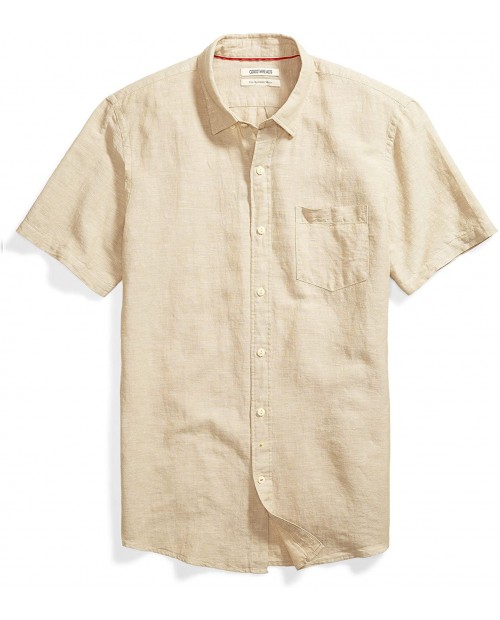  Brand - Goodthreads Men's Slim-Fit Short-Sleeve Linen and Cotton Blend Shirt