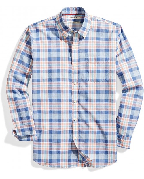  Brand - Goodthreads Men's Standard-Fit Long-Sleeve Lightweight Madras Plaid Shirt