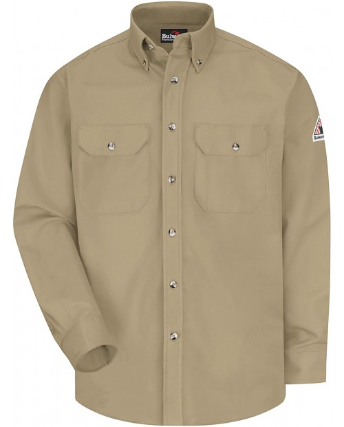 Bulwark Men's Flame Resistant 7 Oz Cotton Nylon ComforTouch Button Collar Uniform Shirt at  Men’s Clothing store