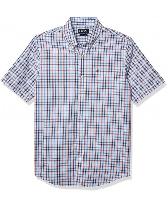 Chaps Men's Regular-fit Short Sleeve Wrinkle Resistant Performance Sportshirt at Men’s Clothing store