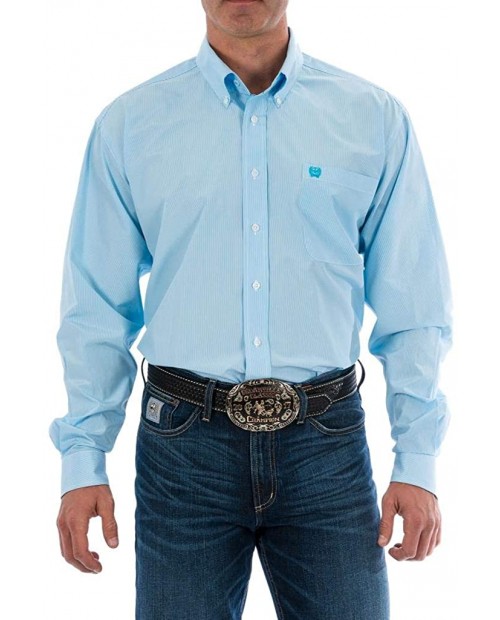 Cinch Men's Classic Fit Long Sleeve Button One Open Pocket Stripe Shirt at  Men’s Clothing store