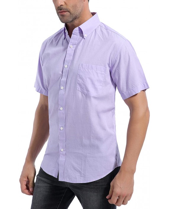 Coevals Club Lightweight Breathable Mens Short Sleeve Cotton Button Down Woven Shirt Regular Fit at Men’s Clothing store