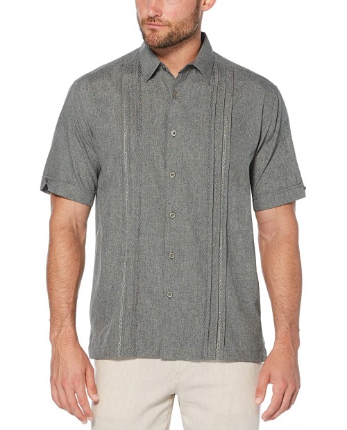 Cubavera Men's Embroidered Panel Chambray Shirt at  Men’s Clothing store