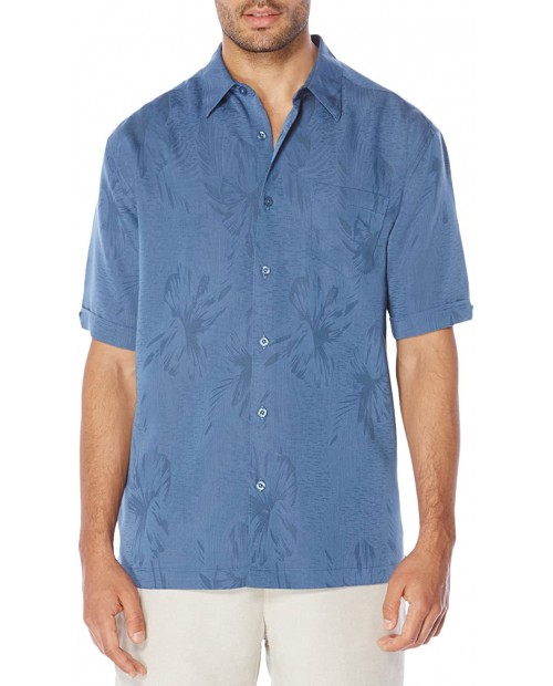Cubavera Men's Short Sleeve Polyester L-Shape Embroidered Button-Down Shirt at Men’s Clothing store