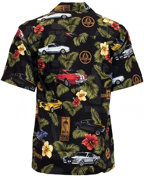 David Carey Shelby 350 500 GT Hawaiian Camp Shirt – Retro Inspired Button up Collared Short Sleeve Black Club Shirt at Men’s Clothing store