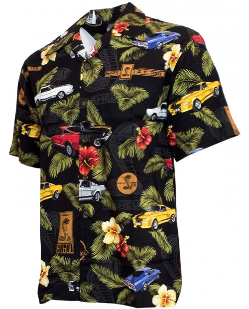 David Carey Shelby 350 500 GT Hawaiian Camp Shirt – Retro Inspired Button up Collared Short Sleeve Black Club Shirt at  Men’s Clothing store