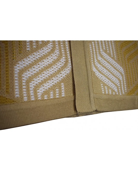 EDITION S Men’s Short Sleeve Knit Shirt- California Rockabilly Style Mosaic Honeycomb Jacquard