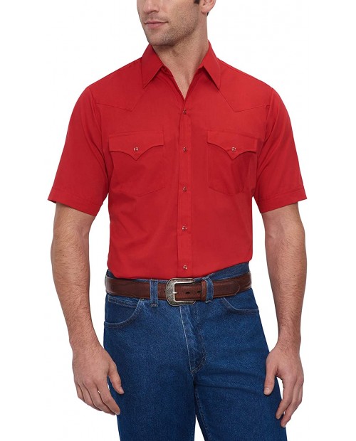 ELY CATTLEMAN Men's Short Sleeve Solid Western Shirt at  Men’s Clothing store