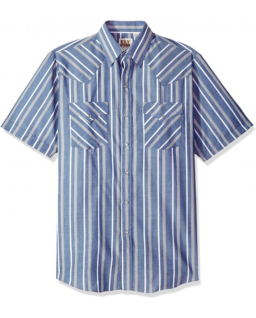 ELY CATTLEMAN Men's Short Sleeve Stripe Western Shirt at  Men’s Clothing store