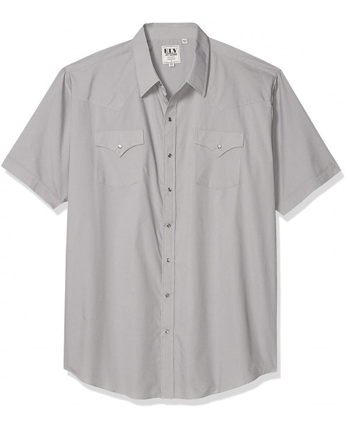 ELY CATTLEMAN Men's Size Short Sleeve Solid Western Shirt-Tall