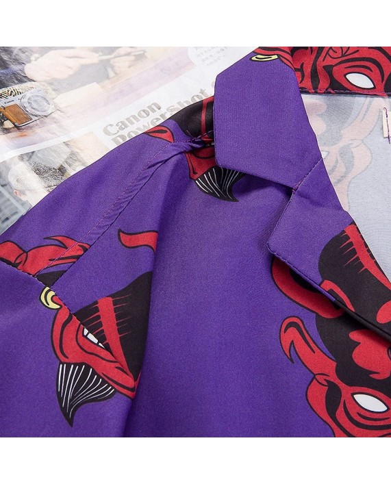 Emlyn Adrian Devil Full Printing Turn-Down Collar Shirts Men High Street Men's Shirts at Men’s Clothing store