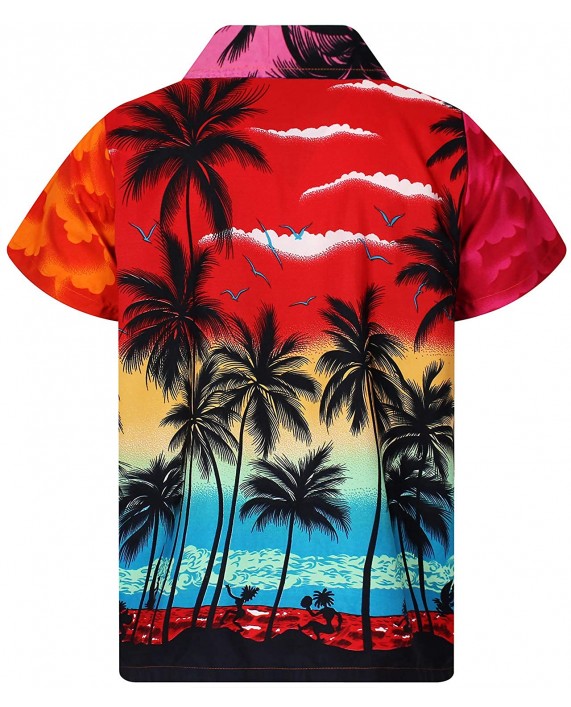 Funky Hawaiian Shirt for Men Short-Sleeve Front-Pocket Hawaiian-Print Every Shirt is a Unique Mix Beachdesigns at Men’s Clothing store