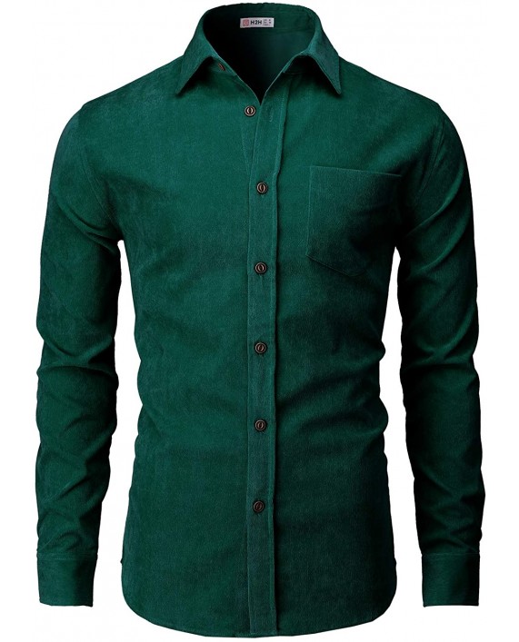 H2H Men's Casual Shirt Long Sleeve Classic Woven Shirt Thermal Shirt at Men’s Clothing store