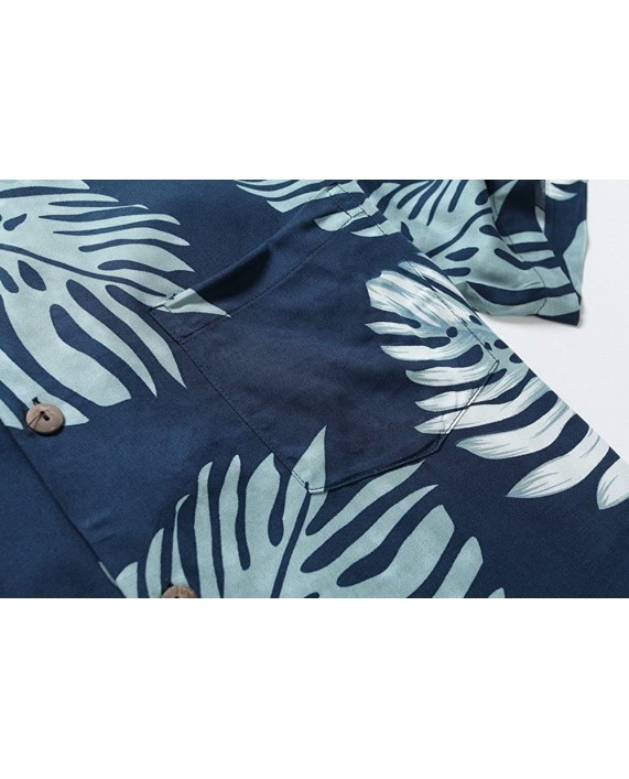 Hawaii Hangover Men's Hawaiian Shirt Aloha Shirt Palm Leaves in Navy Blue at Men’s Clothing store