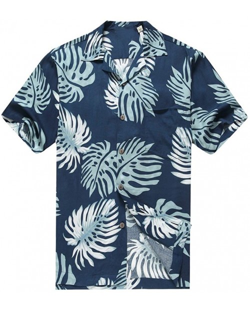Hawaii Hangover Men's Hawaiian Shirt Aloha Shirt Palm Leaves in Navy Blue at  Men’s Clothing store