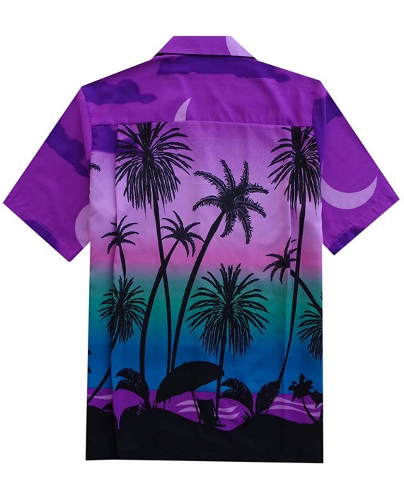 Hawaiian Shirts for Men Tropical Palm Trees Printed Aloha Holiday Beach wear Short Sleeve at Men’s Clothing store