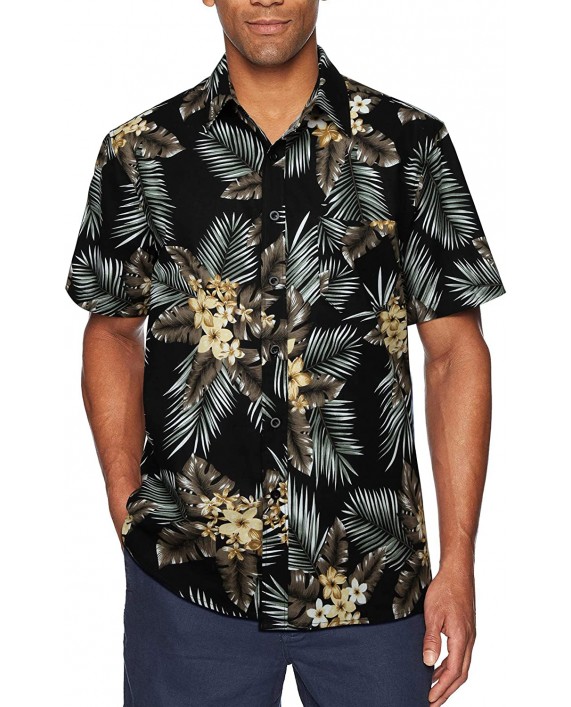 HISDERN Mens Hawaiian Printed Floral Aloha Shirts Tropical Front Pocket Short Sleeve Button Down Casual Holiday Summer Shirt at Men’s Clothing store