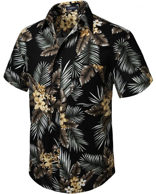 HISDERN Mens Hawaiian Printed Floral Aloha Shirts Tropical Front Pocket Short Sleeve Button Down Casual Holiday Summer Shirt at  Men’s Clothing store
