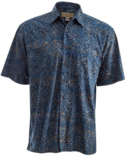 Johari West Brick Wall Hawaiian Tropical Batik Cotton Shirt