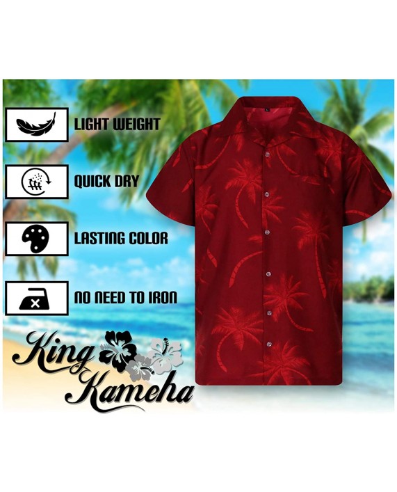 King Kameha Hawaiian Shirt for Men Funky Casual Button Down Very Loud Shortsleeve Unisex Palmshadow at Men’s Clothing store