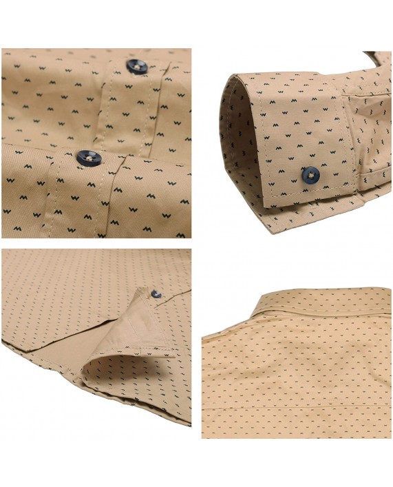 Kolongvangie Men's Button Down Point Collar Casual Shirt Printed Rip Stop Cotton Dress Shirt at Men’s Clothing store