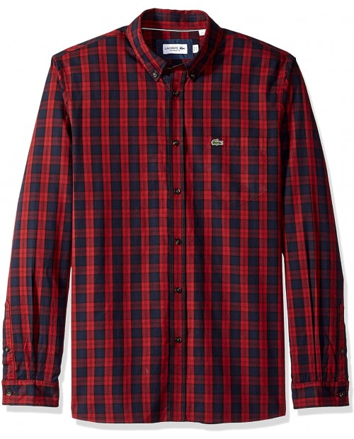 Lacoste Men's Long Sleeve Regular Fit Plaid Button Down at  Men’s Clothing store