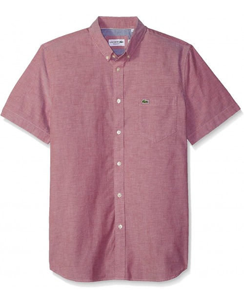 Lacoste Men's Short Sleeve Button Down Oxford Solid Shirt Regular Fit at  Men’s Clothing store