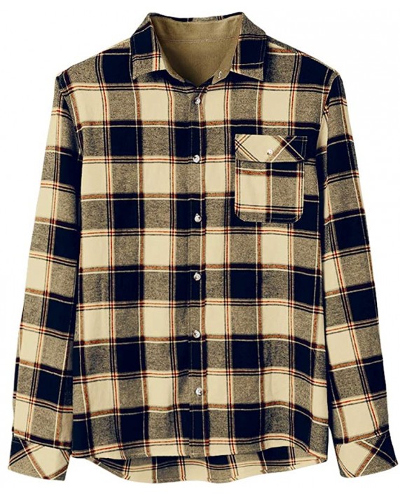 Makkrom Mens Flannel Shirts Plaid Cotton Button Down Long Sleeve Camp Casual Shirts at Men’s Clothing store