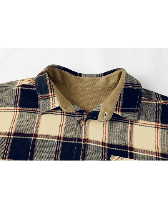 Makkrom Mens Flannel Shirts Plaid Cotton Button Down Long Sleeve Camp Casual Shirts at Men’s Clothing store