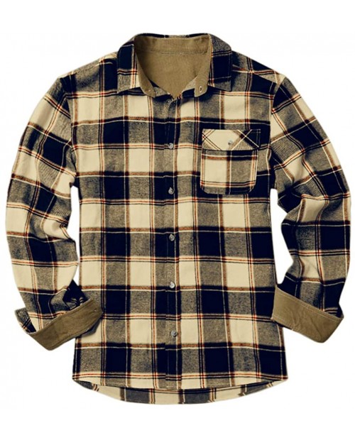 Makkrom Mens Flannel Shirts Plaid Cotton Button Down Long Sleeve Camp Casual Shirts at  Men’s Clothing store