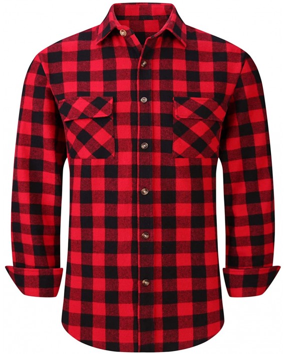 Men's Plaid Flannel Shirts Long Sleeve Regular Fit Button Down Casual Shirts at Men’s Clothing store