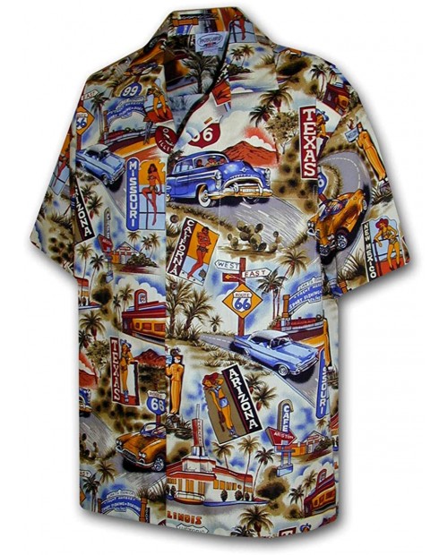 Pacific Legend Route 66 Scenic Car Shirts at  Men’s Clothing store