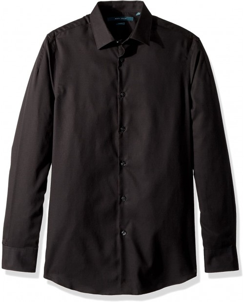 Perry Ellis Men's Slim Fit Solid Dobby Stain-Repellent Shirt at  Men’s Clothing store