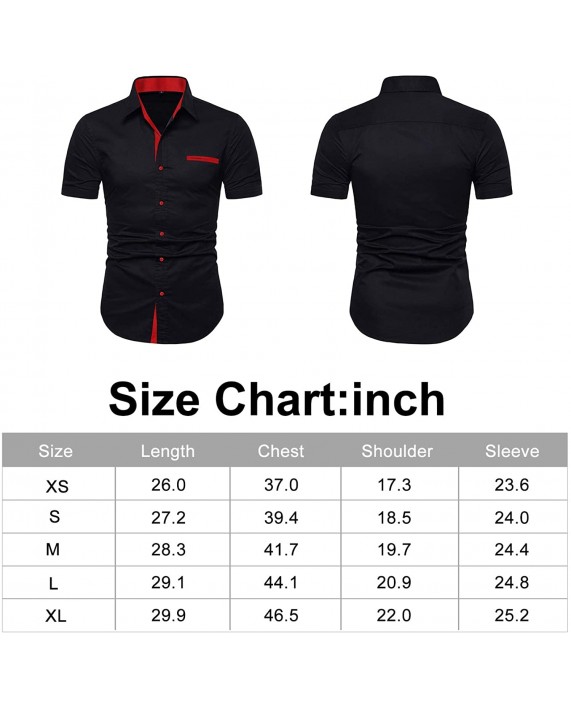 Ranberone Mens Casual Cotton Short Sleeve Dress Shirt Slim Fit Contrast Collar Button Down Shirts at Men’s Clothing store