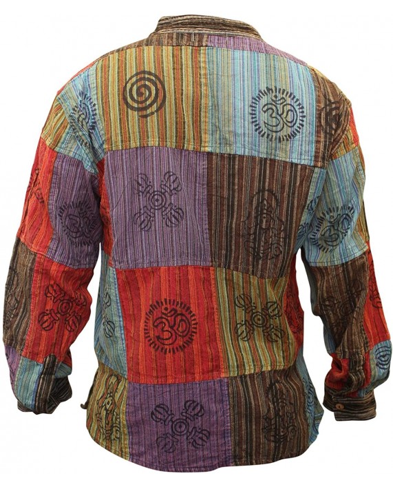 shopoholic fashion Mens Patchwork Stonewashed Hippie Shirt at Men’s Clothing store
