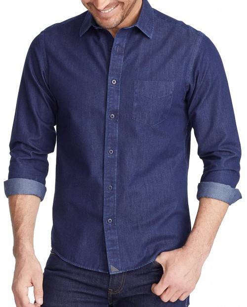 UNTUCKit Cinzano Wrinkle Free - Untucked Shirt for Men Long Sleeve Blue at Men’s Clothing store
