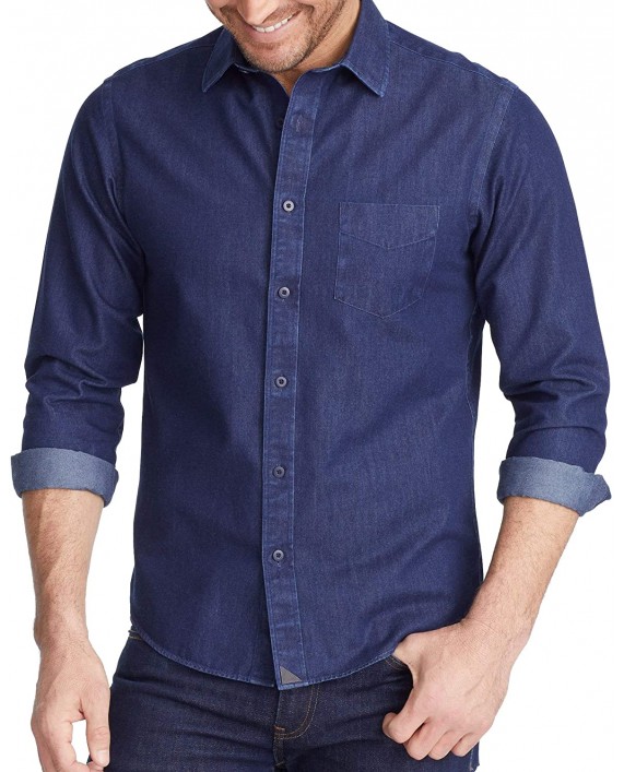 UNTUCKit Cinzano Wrinkle Free - Untucked Shirt for Men Long Sleeve Blue at Men’s Clothing store