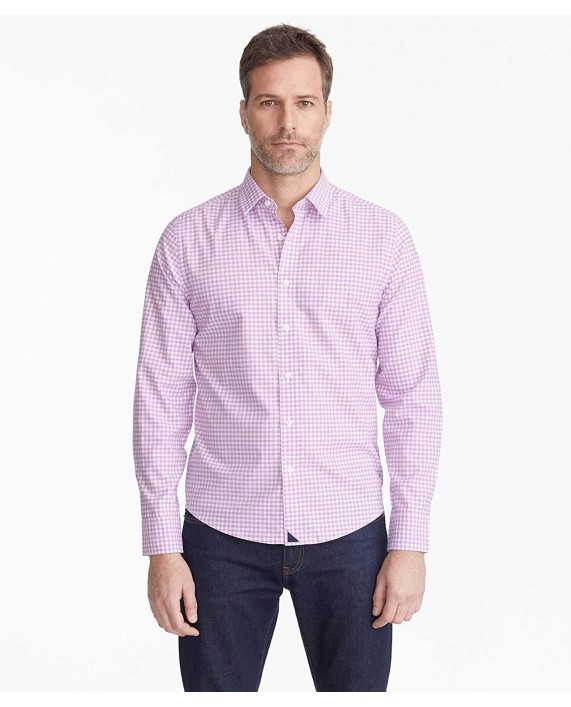 UNTUCKit Meursault Untucked Shirt for Men - Long Sleeve - Purple & White Gingham - XX-Large at Men’s Clothing store