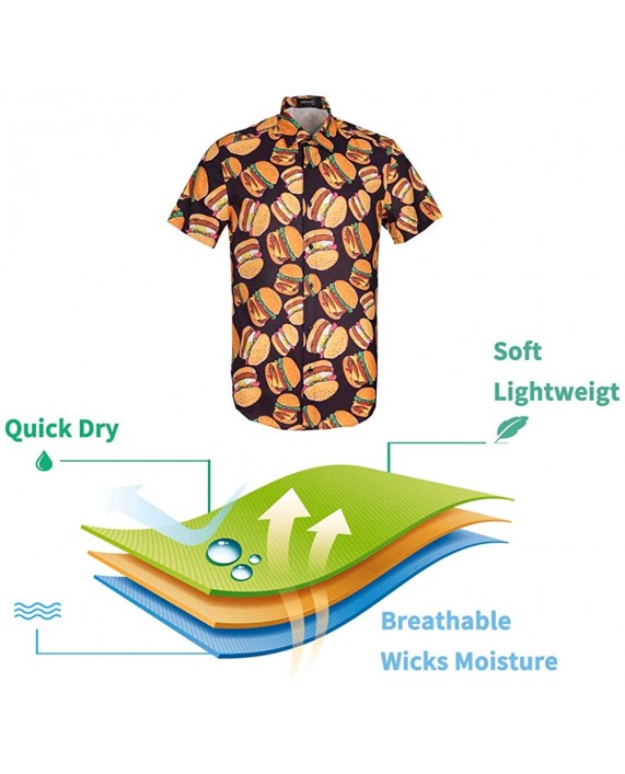 UPAAN Men's Food Print Shirts Hawaiian Short Sleeve Casual Tropical Funky Button Down Shirt at Men’s Clothing store