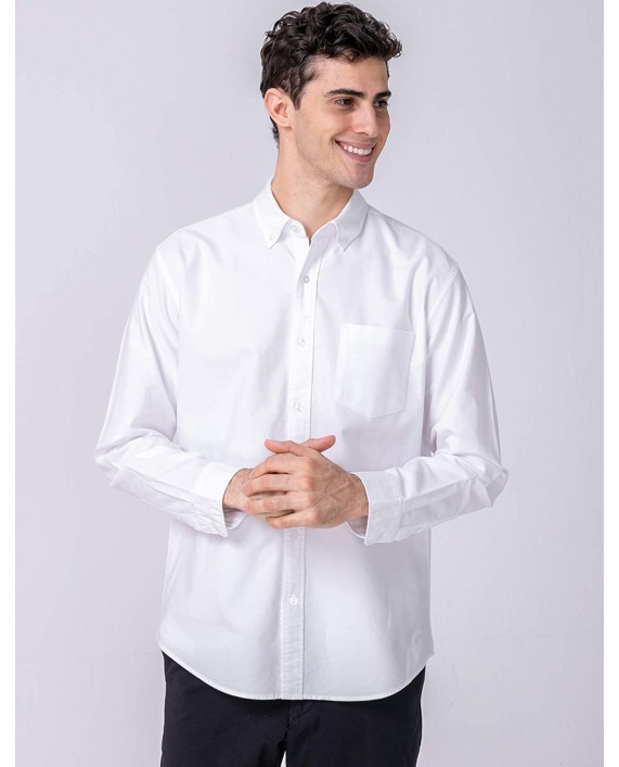 VALANDY Mens Oxford Shirts Regular Fit Long Sleeve Casual Bottom Down Shirts Solid Plaid Stripe at Men’s Clothing store