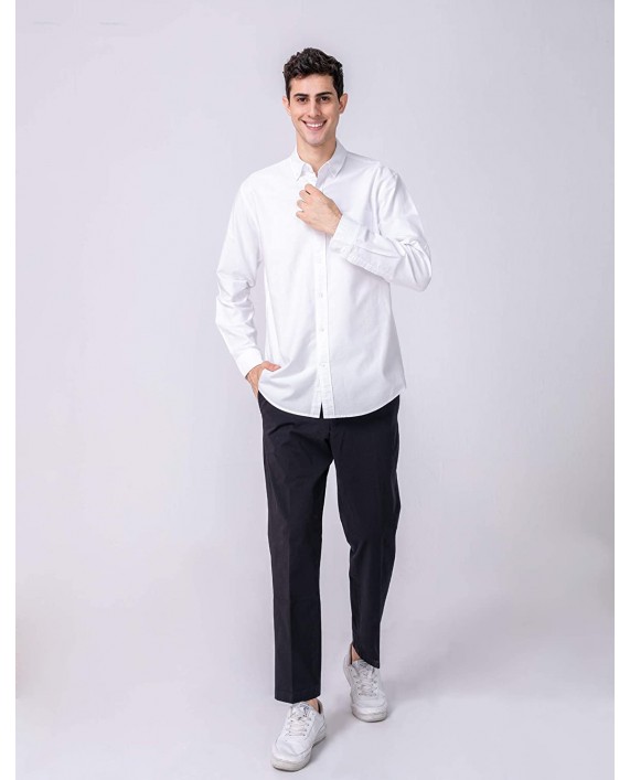 VALANDY Mens Oxford Shirts Regular Fit Long Sleeve Casual Bottom Down Shirts Solid Plaid Stripe at Men’s Clothing store