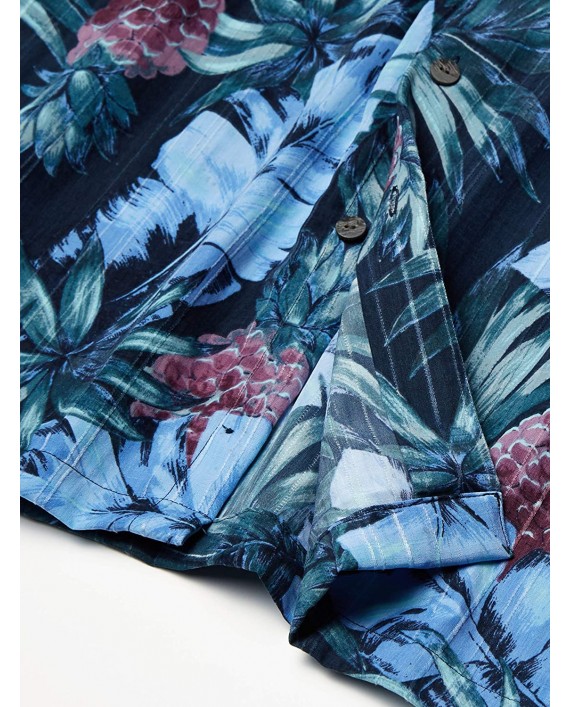 Van Heusen Men's Big & Tall Big and Tall Air Tropical Short Sleeve Button Down Poly Rayon Shirt at Men’s Clothing store
