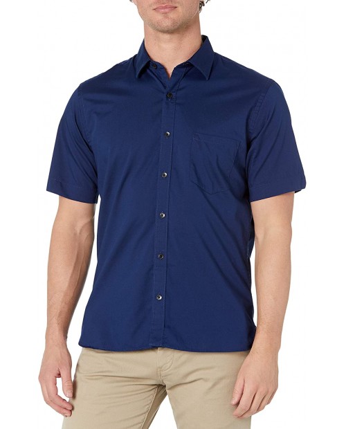 Van Heusen Men's Slim Fit Never Tuck Short Sleeve Solid Button Down Shirt at  Men’s Clothing store