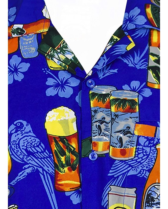 V.H.O. Funky Hawaiian Shirt Men Short Sleeve Front-Pocket Beerbottle Multiple Colors at Men’s Clothing store