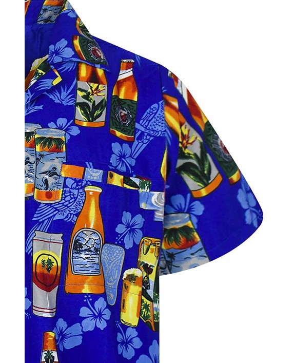 V.H.O. Funky Hawaiian Shirt Men Short Sleeve Front-Pocket Beerbottle Multiple Colors at Men’s Clothing store