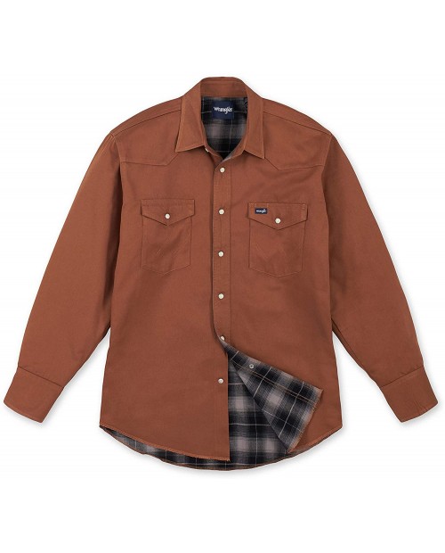 Wrangler Men's Flannel Lined Work Shirt at  Men’s Clothing store